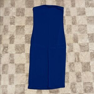 Royal Blue ribbed Strapless Dress
